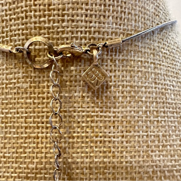 Banana Republic Necklace gold tone w/ glaucoma tortoise rectangles/ gold spikes - Picture 10 of 10